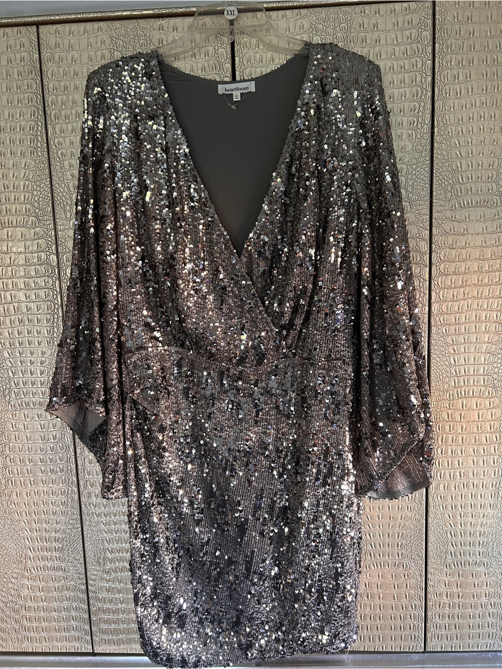 Heartloom Gray Shift Dress with sequence